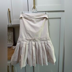 Zara Light Pink Pinstripe Pleated Mini Skirt